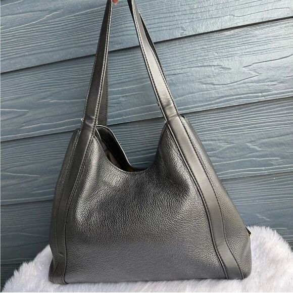 MICHAEL KORS Black Leather Nolita Raven Selma Fulton Tote Hobo Shoulder Bag - Picture 3 of 11